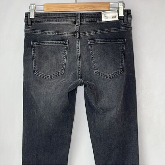 Zara Black Gray Jeans Black Pearl Cuff Hem Detailing - Picture 4 of 10